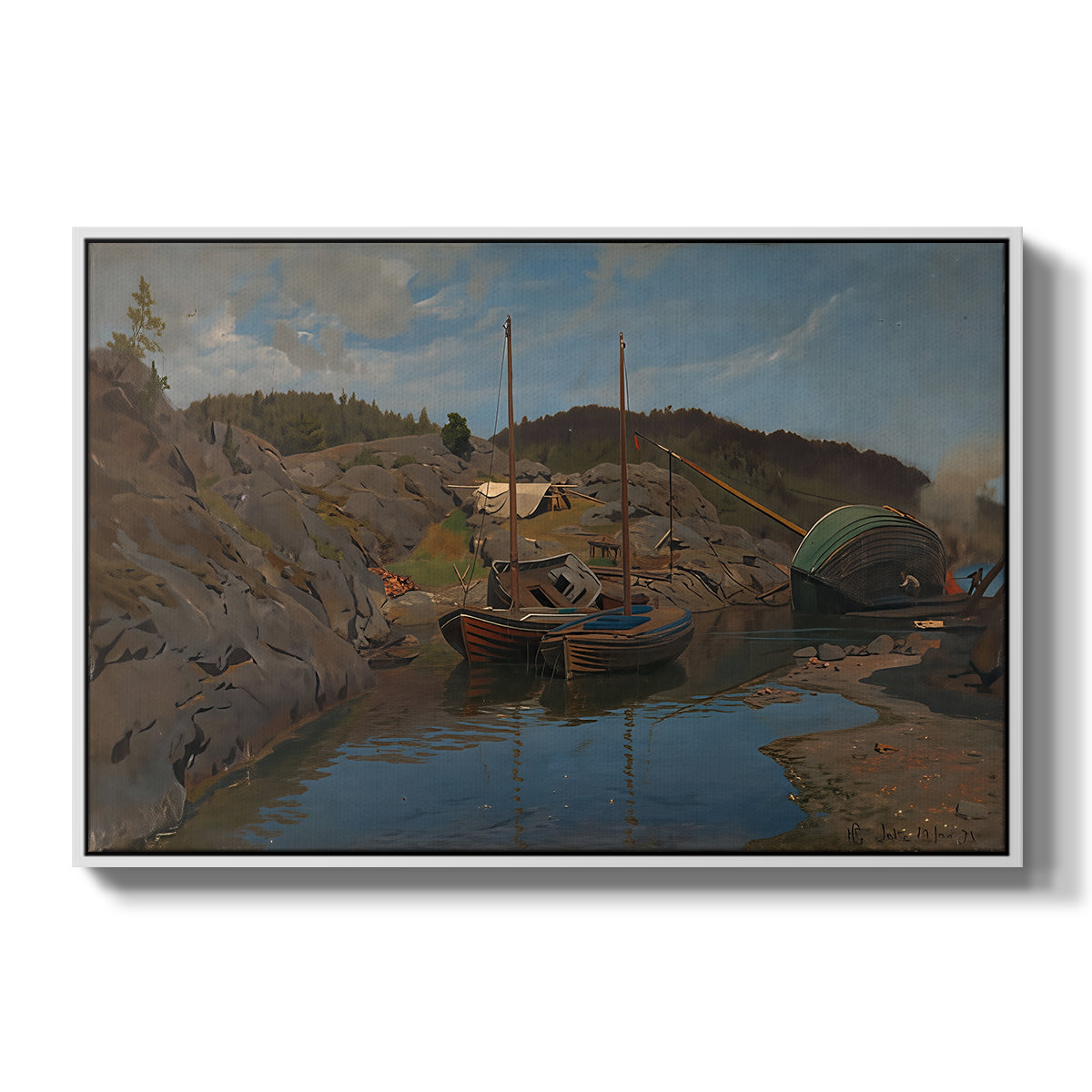 Pilotboats, 1875 - Floater Framed Canvas Print