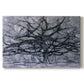 Canvas art print portraying a branching tree reduced to dark lines, set against a white background