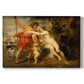 Canvas art print portraying mythological figures interacting in dramatic outdoor scene, set against a white background