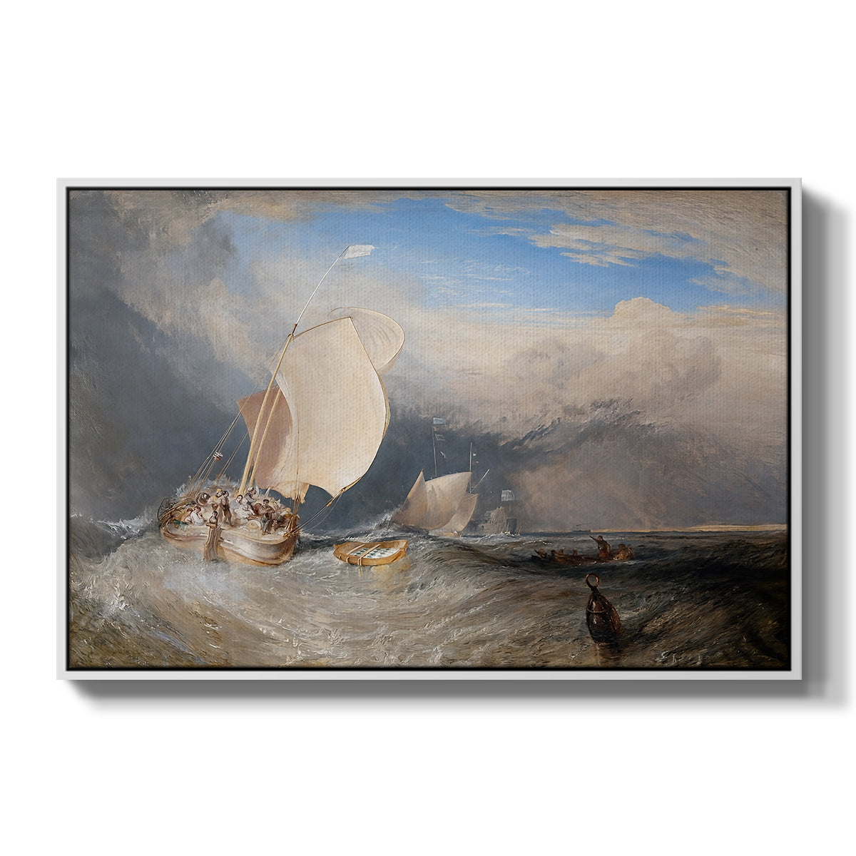 Fishing Boats with Hucksters Bargaining for Fish, 1837-1838 - Floater Framed Canvas Print