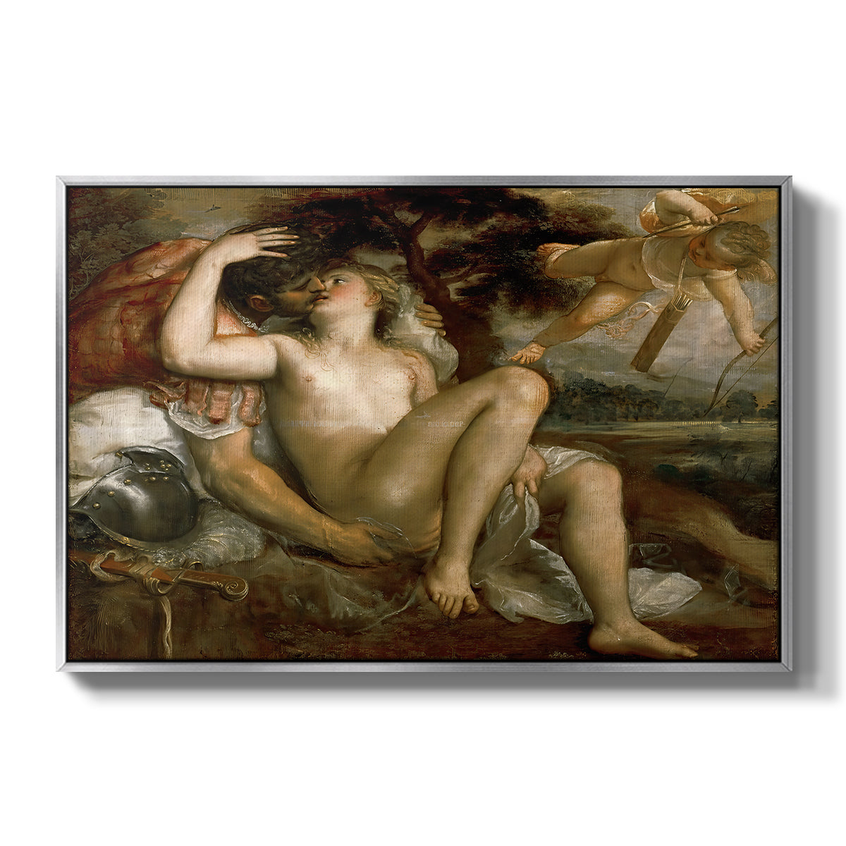 Mars, Venus and Cupid, c. 1530 - Floater Framed Canvas Print