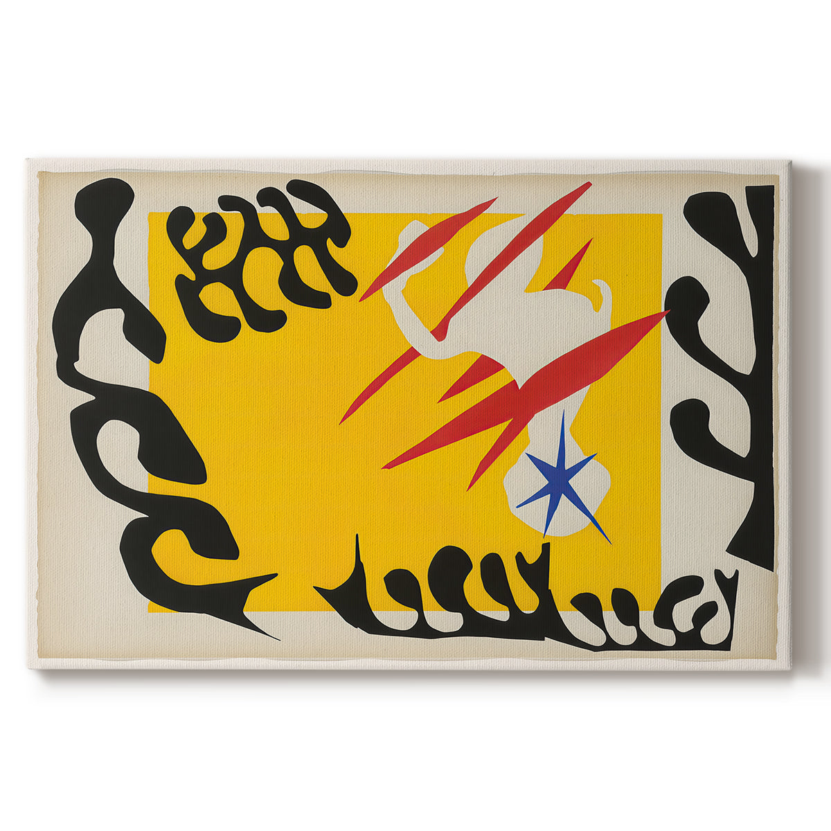 Canvas art print portraying an abstract cut-out composition suggesting an elephant, set against a white background