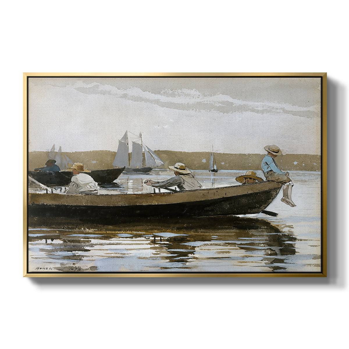 Boys in a Dory, 1873 - Floater Framed Canvas Print