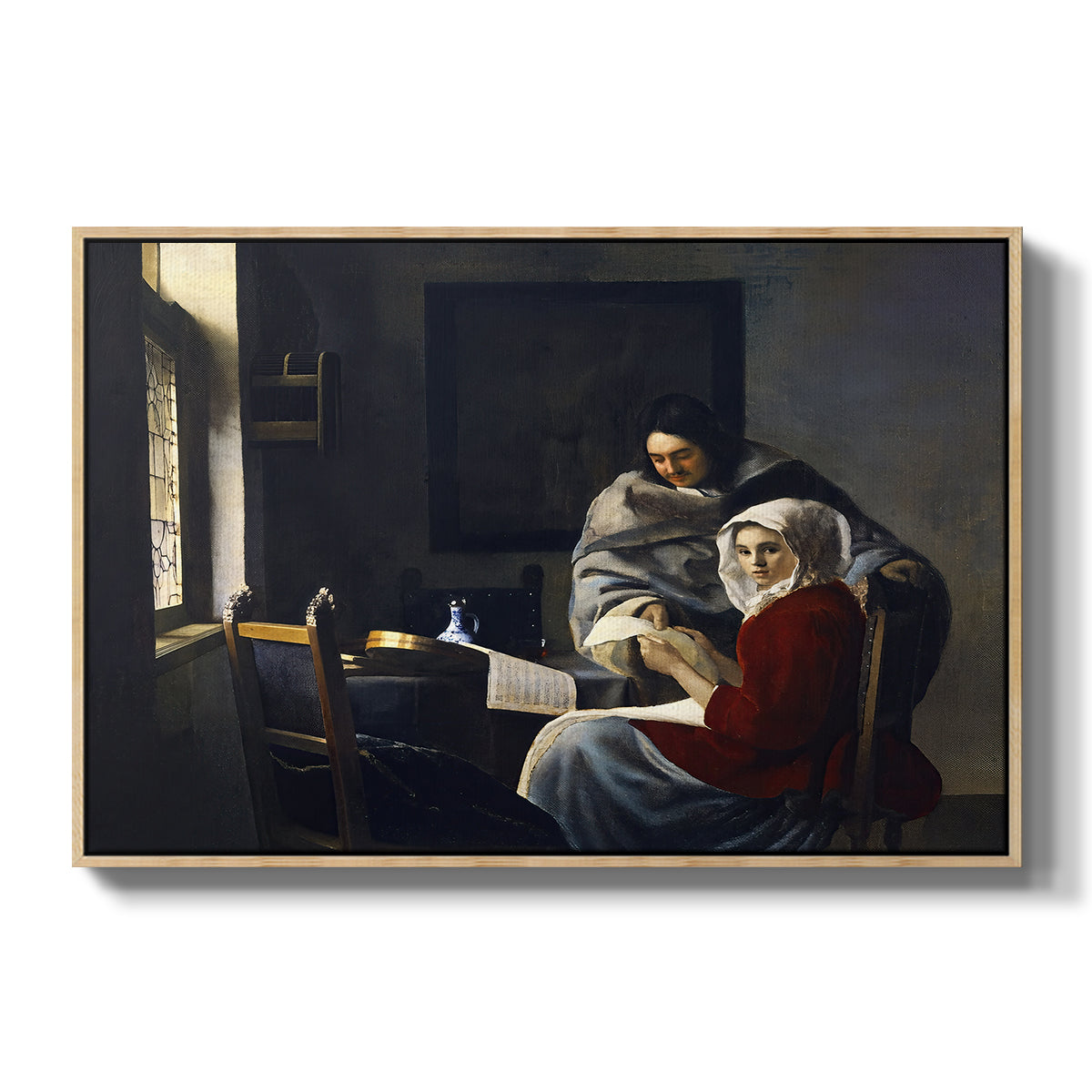 Girl Interrupted at Her Music, c. 1658-1659 - Floater Framed Canvas Print
