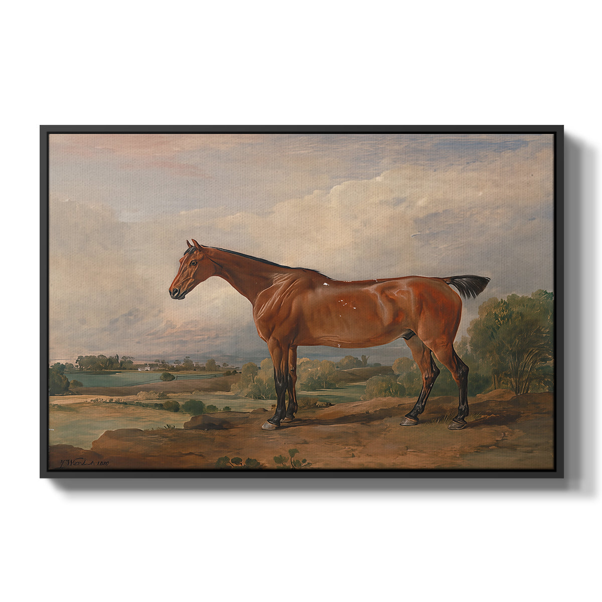 A Hunter in a Landscape, c. 1810 - Floater Framed Canvas Print
