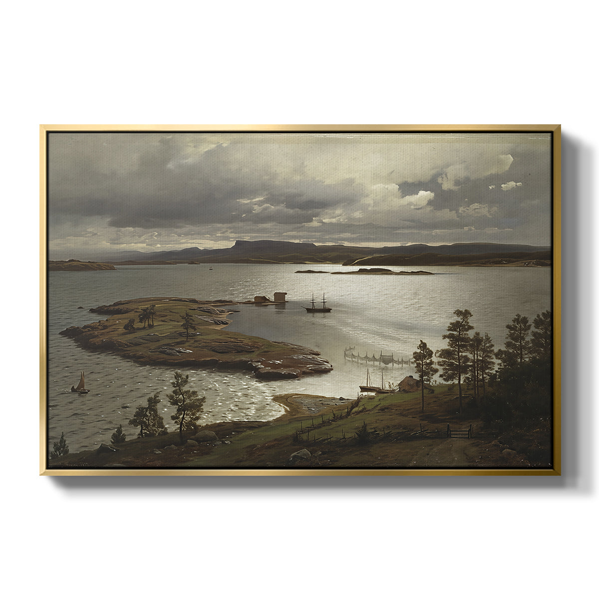 The Fjord at Sandviken (Sandviksfjorden), 1879 - Floater Framed Canvas Print