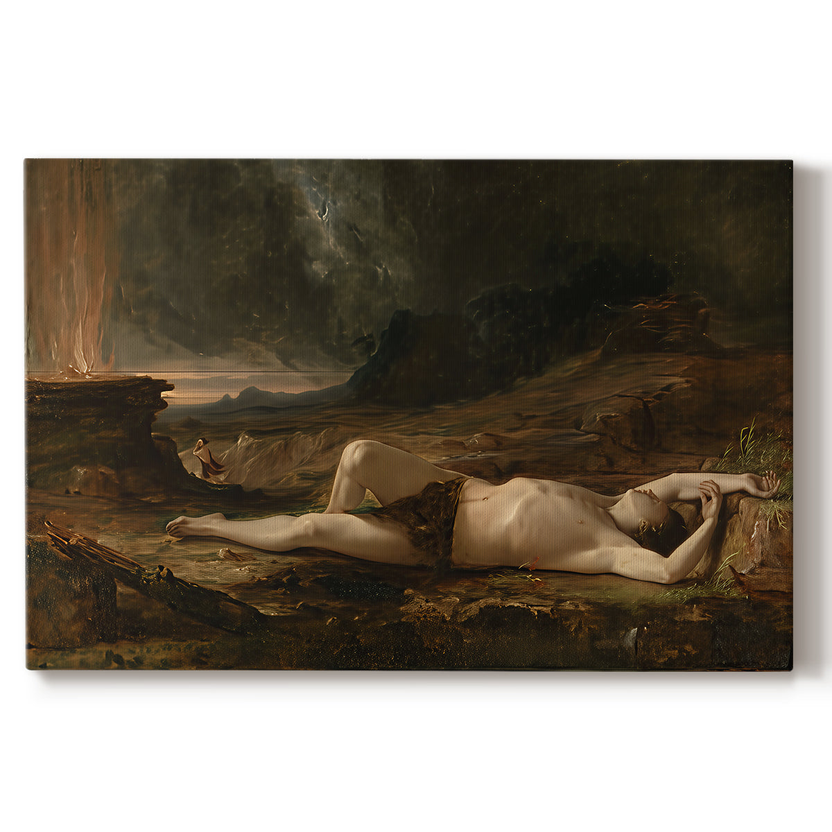 Canvas art print portraying an expressive countryside composition with balanced light, set against a white background