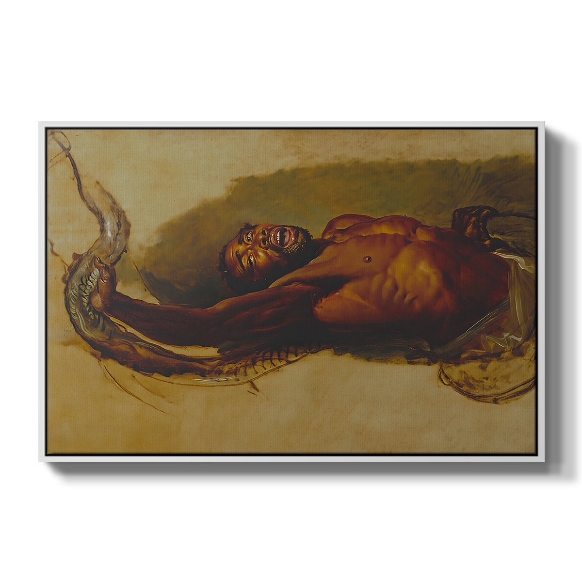 Man Struggling with a Boa Constrictor, c. 1803 - Floater Framed Canvas Print