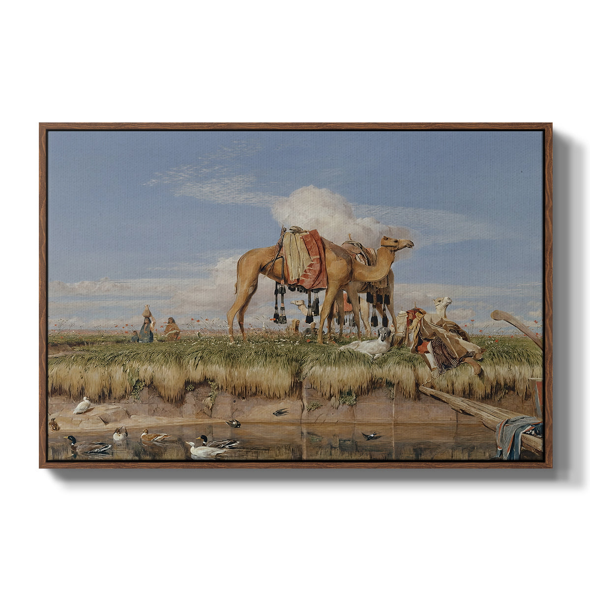 On the Banks of the Nile, Upper Egypt, 1876 - Floater Framed Canvas Print