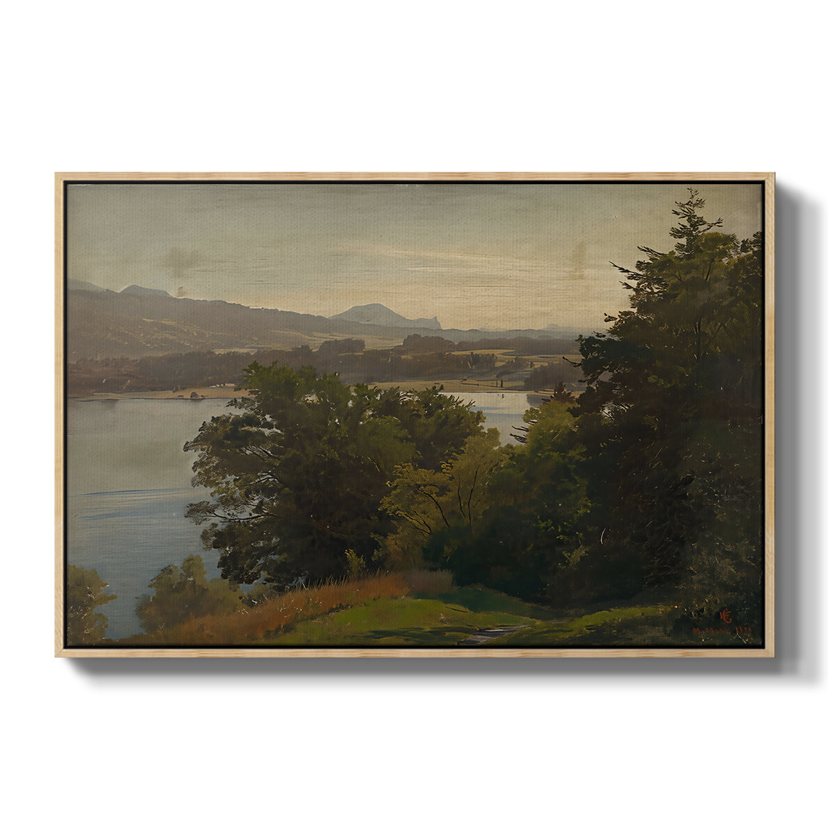 View of the Mondsee, 1870 - Floater Framed Canvas Print