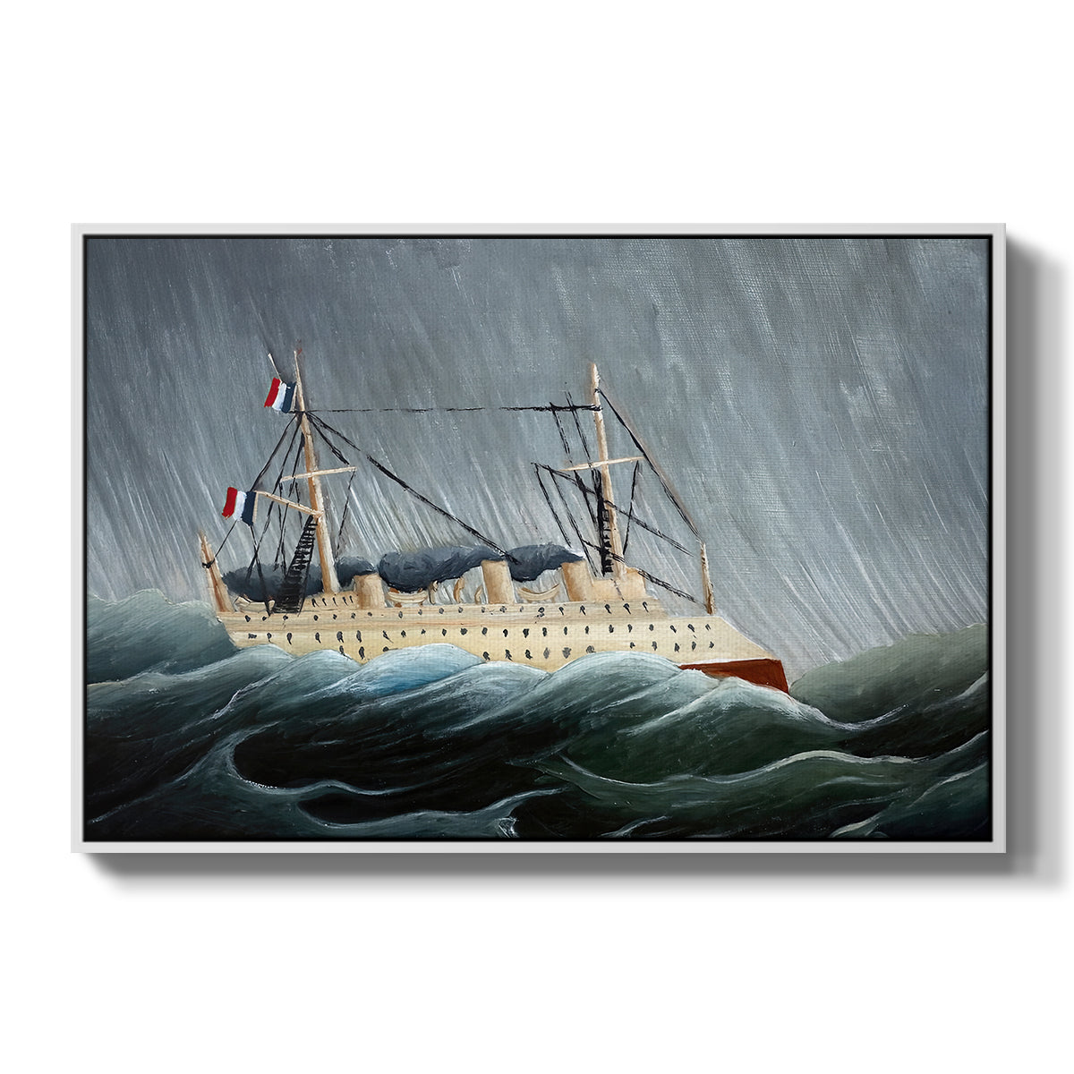 A Ship in the Storm, c. 1899 - Floater Framed Canvas Print