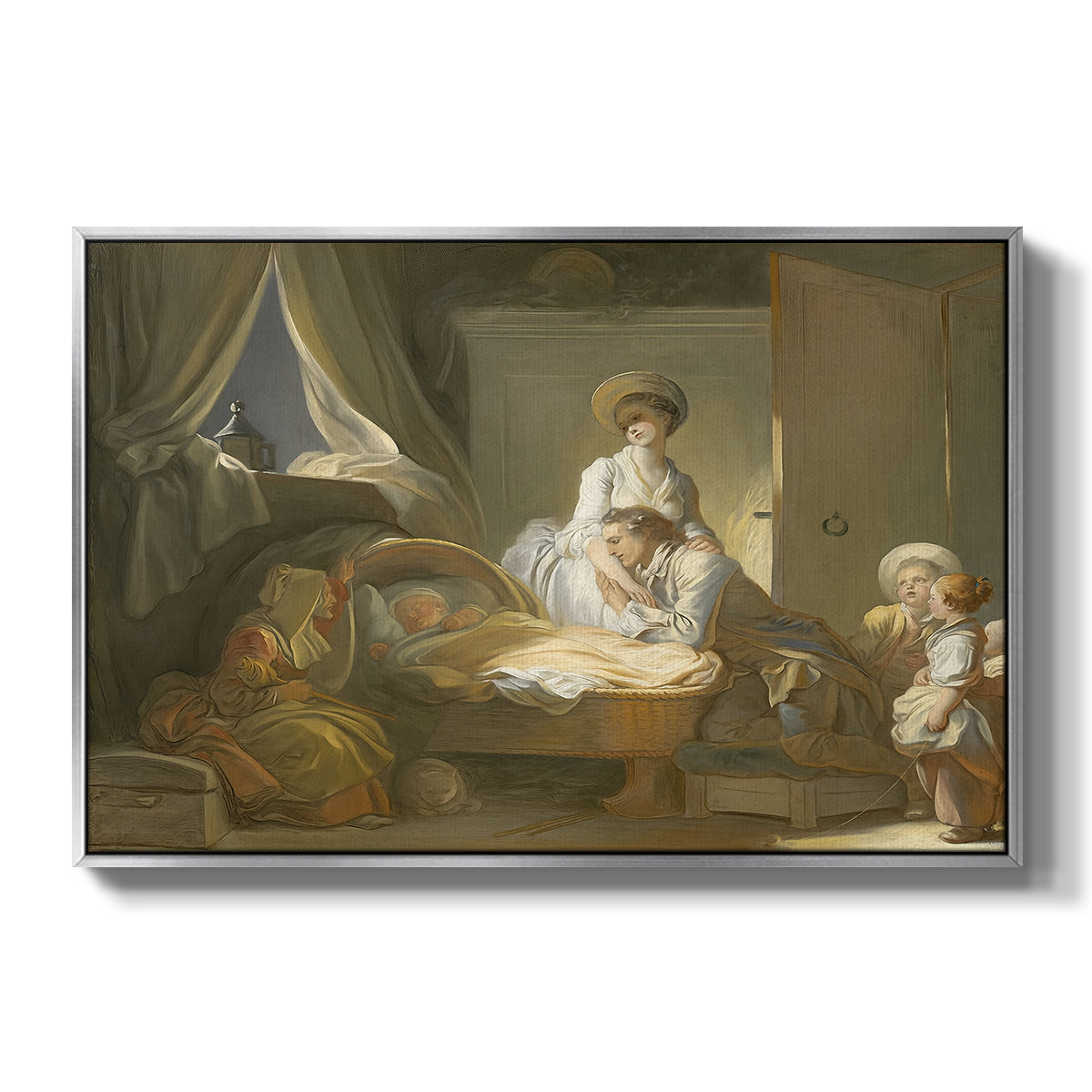 The Visit to the Nursery, c. 1775 - Floater Framed Canvas Print