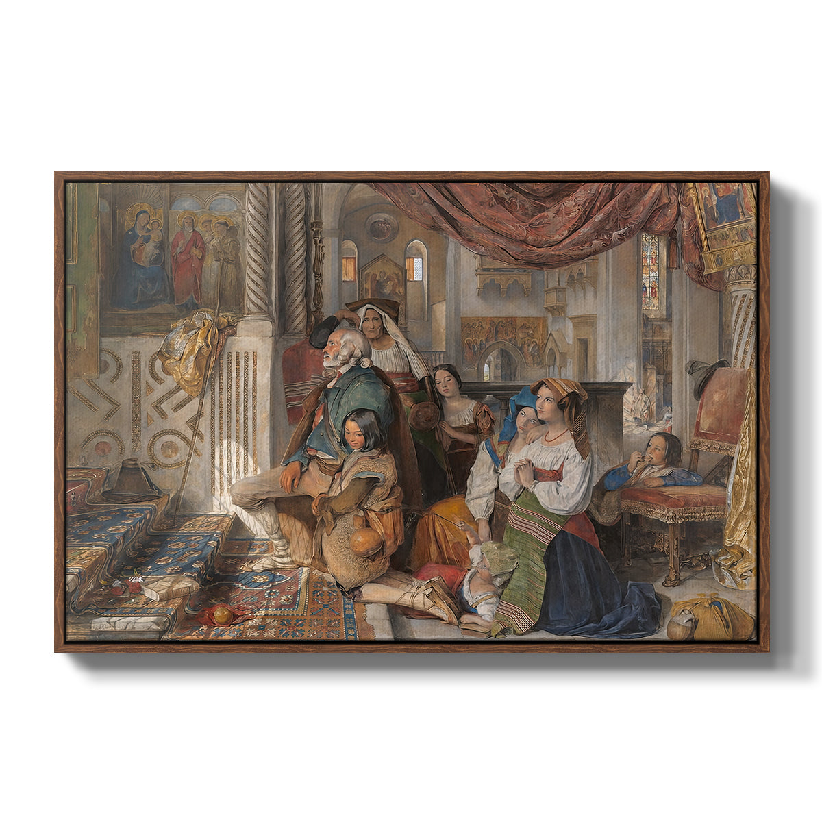 Roman Pilgrims, 1854 - Floater Framed Canvas Print