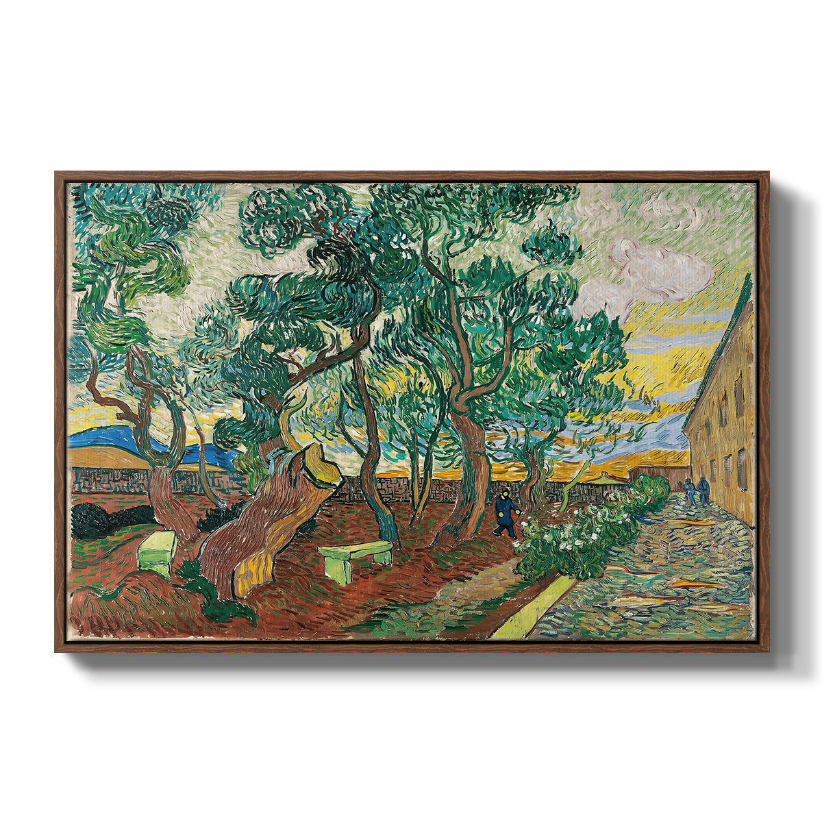 The Garden of Saint-Paul Hospital, 1889 - Floater Framed Canvas Print