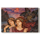 Canvas art print portraying two female figures gazing outward with vivid sky behind them, set against a white background