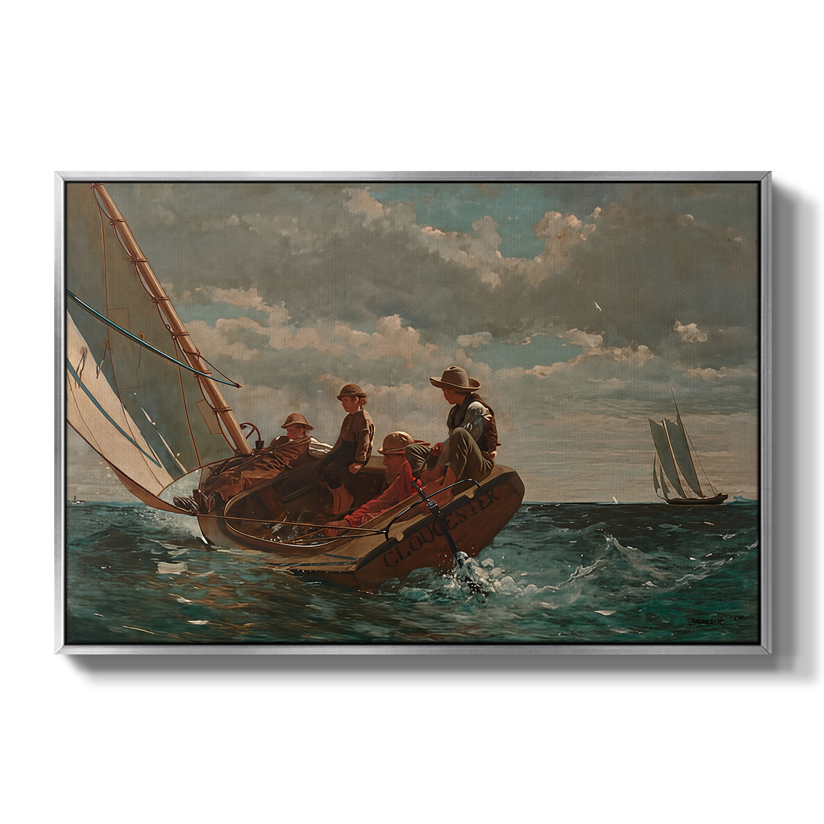 Breezing Up (A Fair Wind), 1873-1876 - Floater Framed Canvas Print