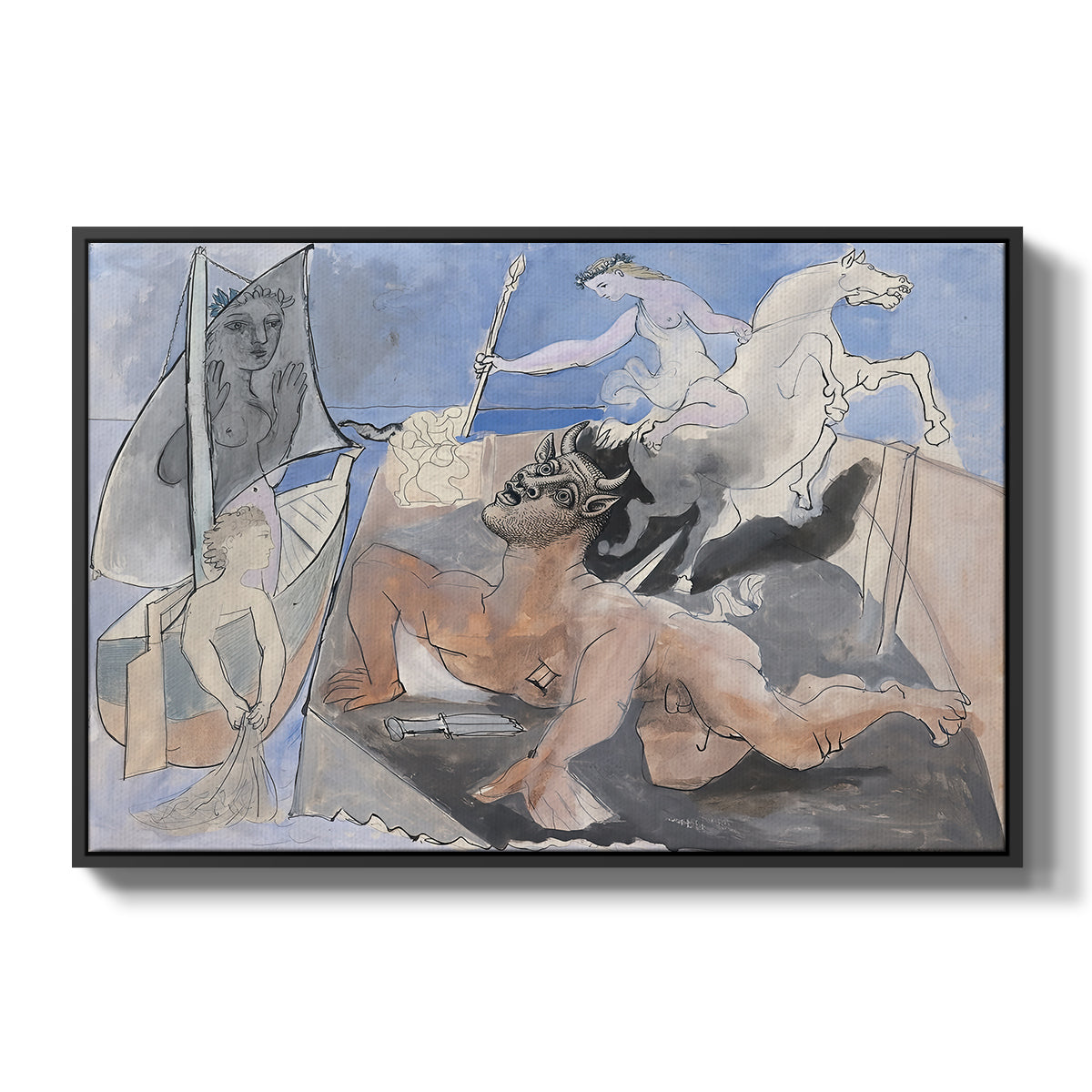 Composition with Minotaur, 1936 - Floater Framed Canvas Print