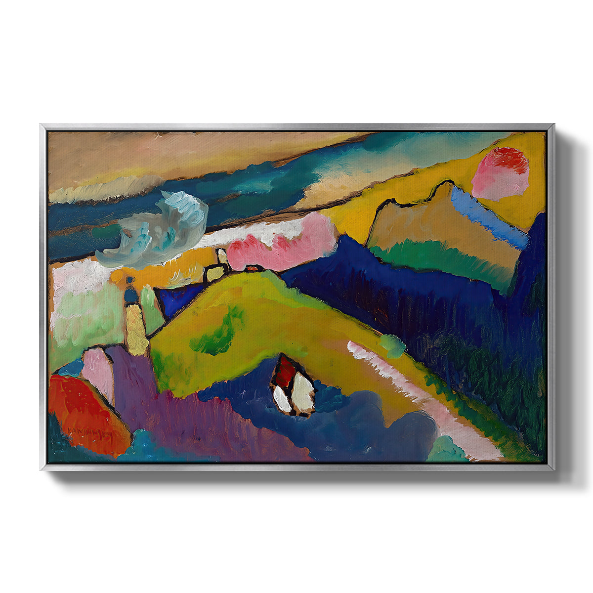 Murnau Mountain Landscape with Church, 1910 - Floater Framed Canvas Print