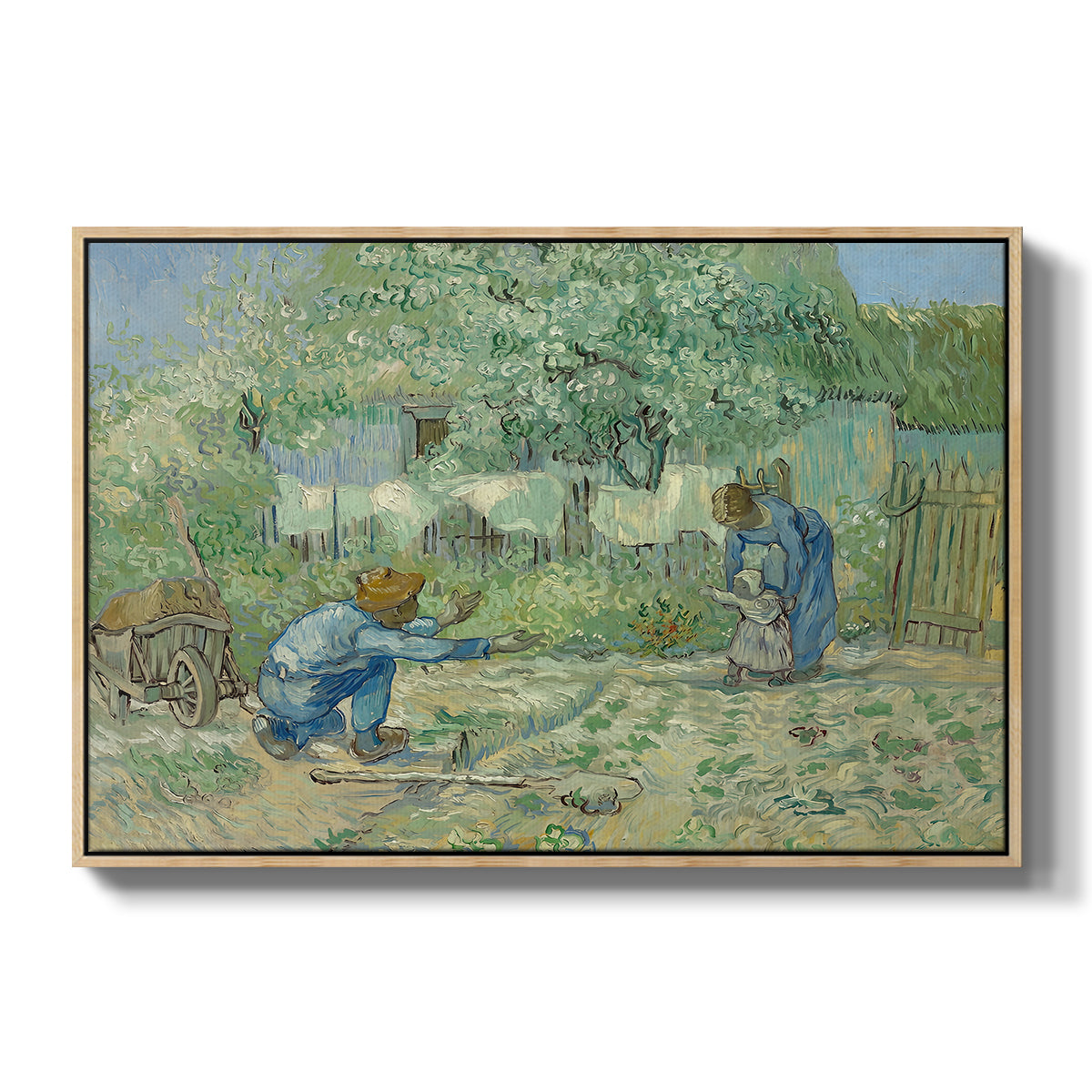 First Steps after Millet, 1890 - Floater Framed Canvas Print