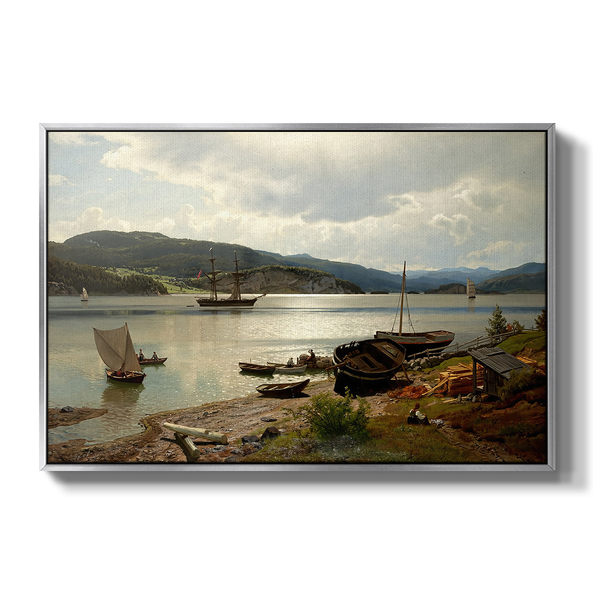 By the Water, 1876 - Floater Framed Canvas Print