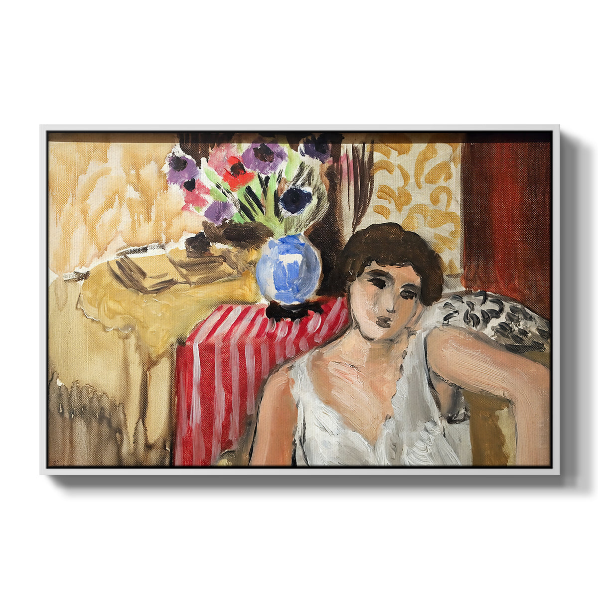Woman Seated in an Armchair, c. 1920 - Floater Framed Canvas Print