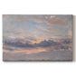 Canvas art print portraying a sky filled with warm sunset clouds over low horizon, set against a white background