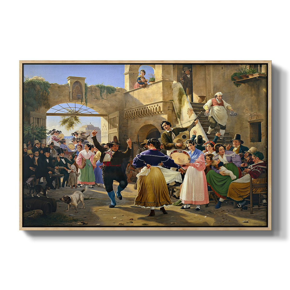 Romans Gathered for Merriment at an Osteria, 1839 - Floater Framed Canvas Print
