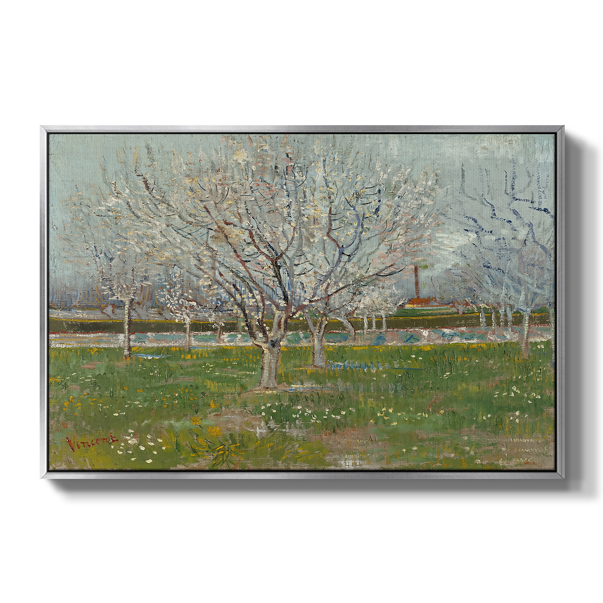 Orchard in Blossom (Plum Trees), 1888 - Floater Framed Canvas Print
