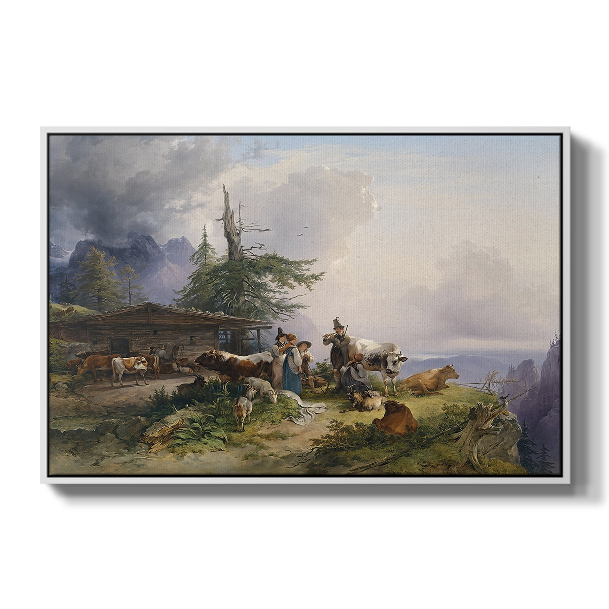 An Alpine Farm on the Untersberg, 1835 - Floater Framed Canvas Print