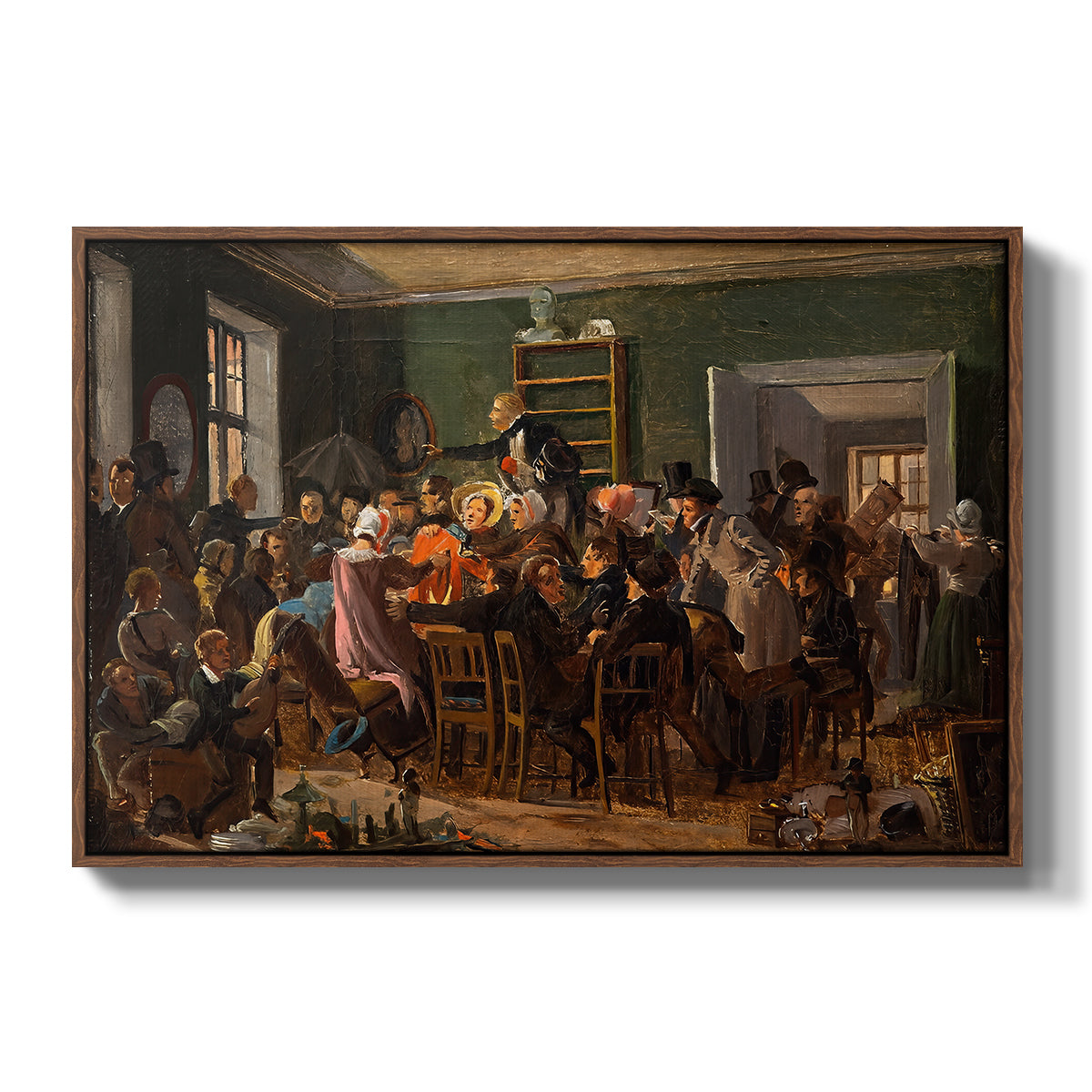 An Auction Scene, 1835 - Floater Framed Canvas Print