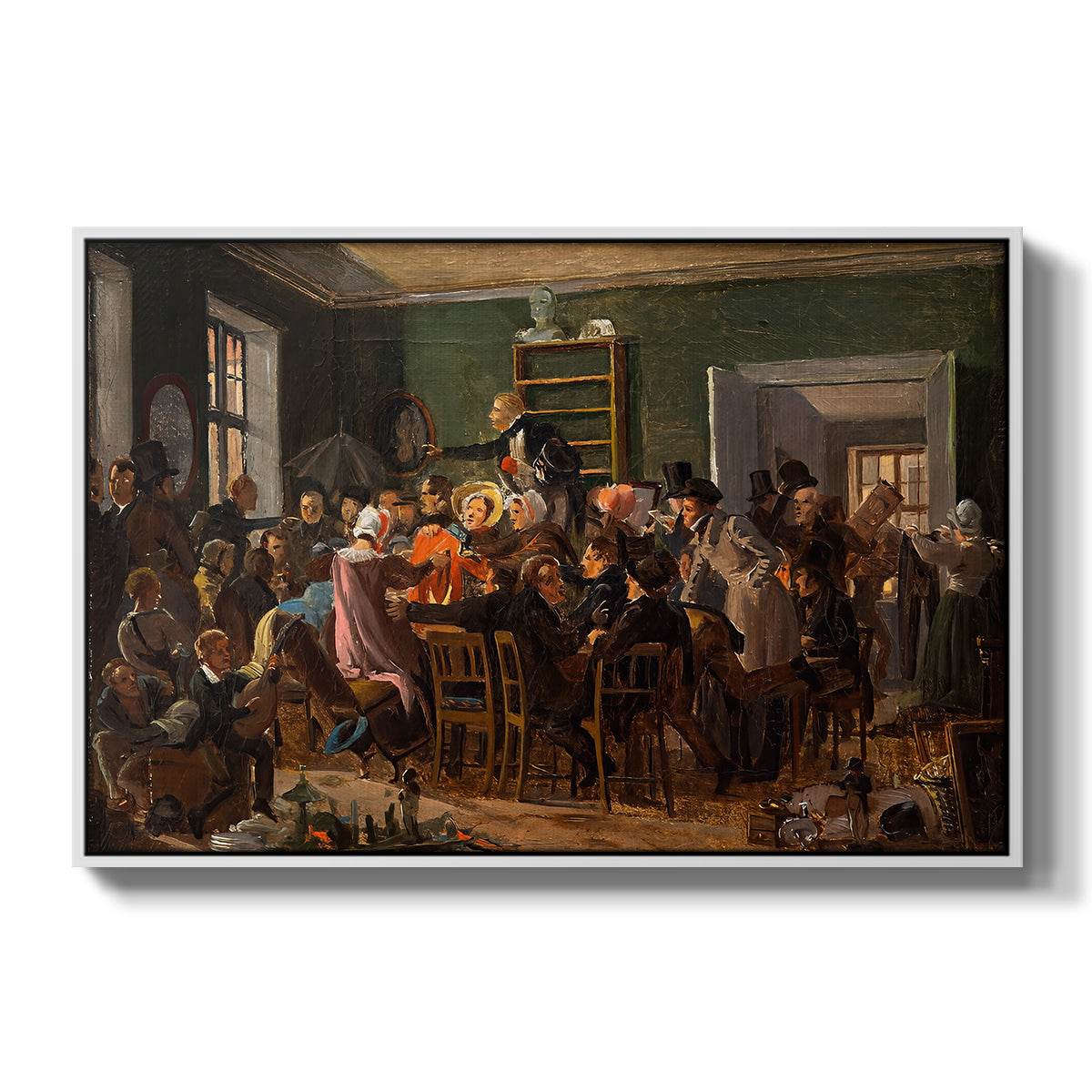 An Auction Scene, 1835 - Floater Framed Canvas Print