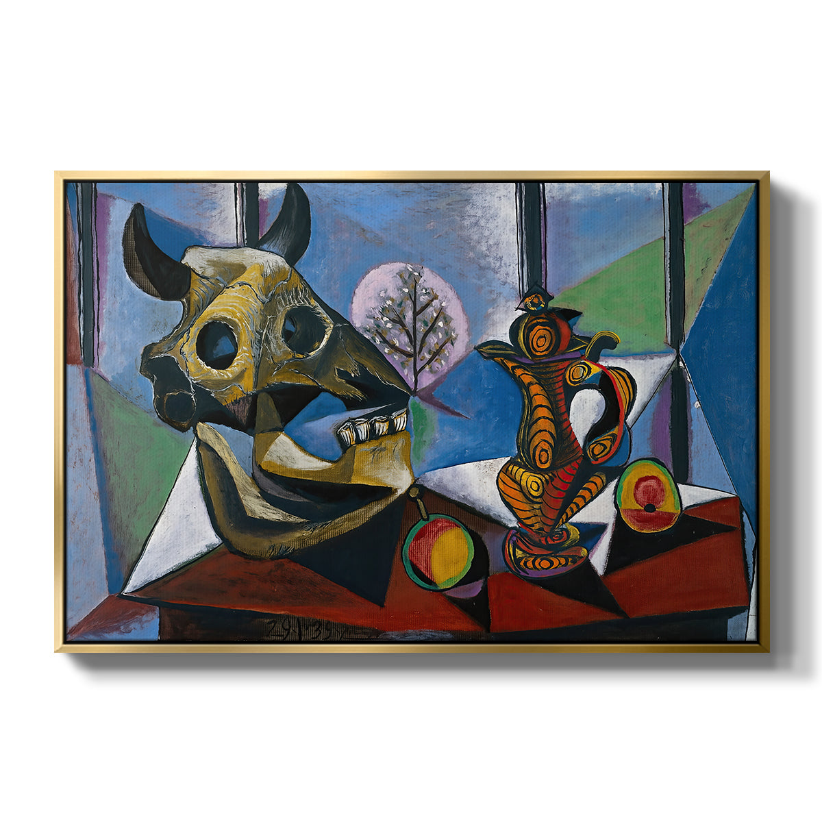 Still Life with Bull's Skull, 1939 - Floater Framed Canvas Print