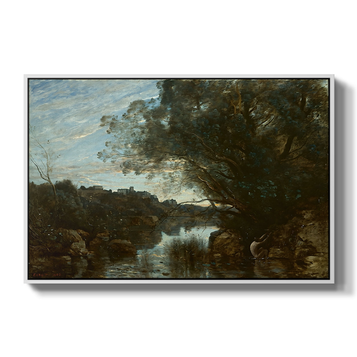 Souvenir of the Environs of Lake Nemi, 1865 - Floater Framed Canvas Print