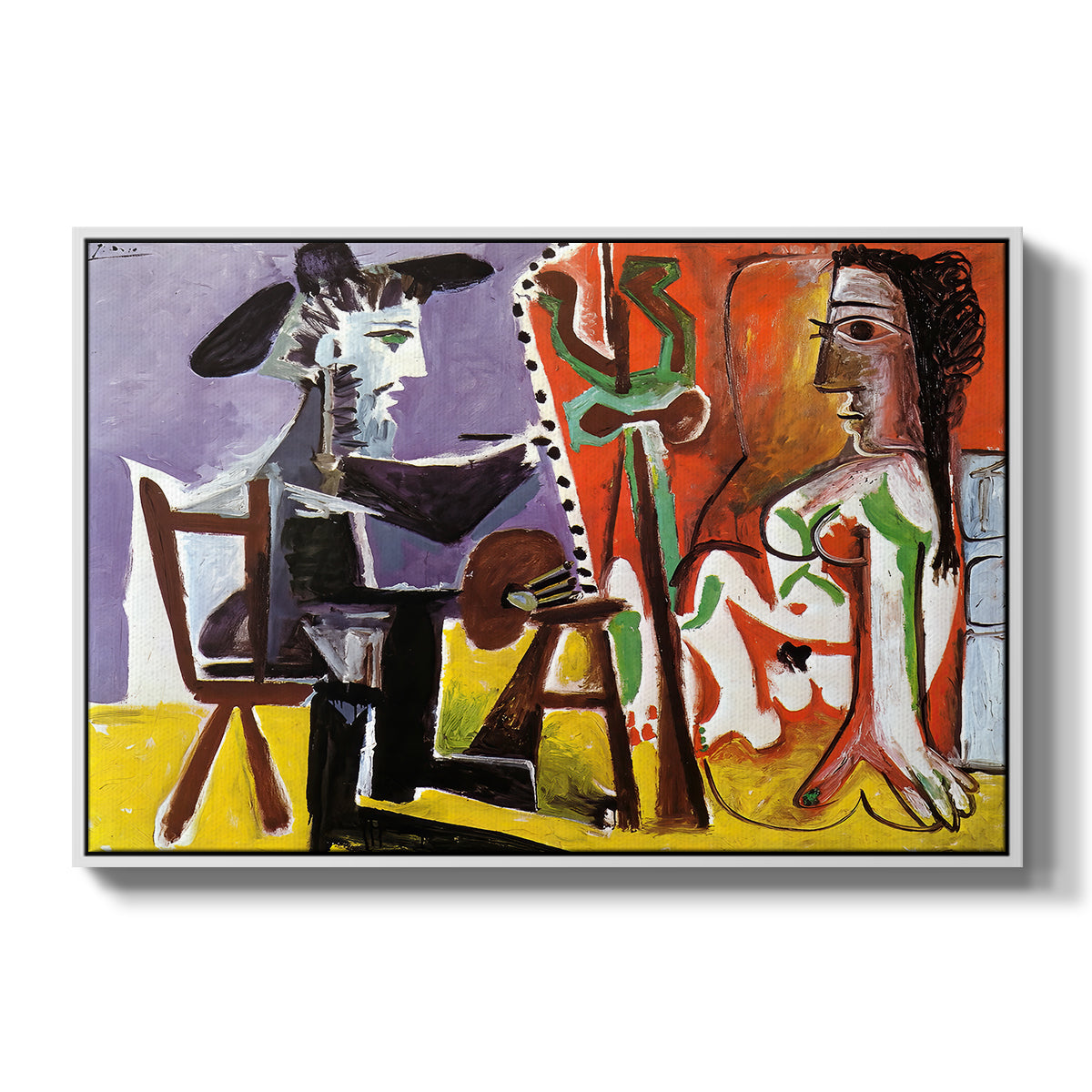 The Painter and His Model, 1963 - Floater Framed Canvas Print