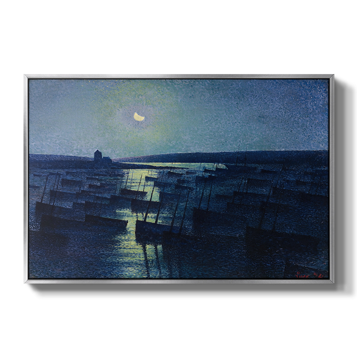 Camaret, Moonlight and Fishing Boats, 1894 - Floater Framed Canvas Print