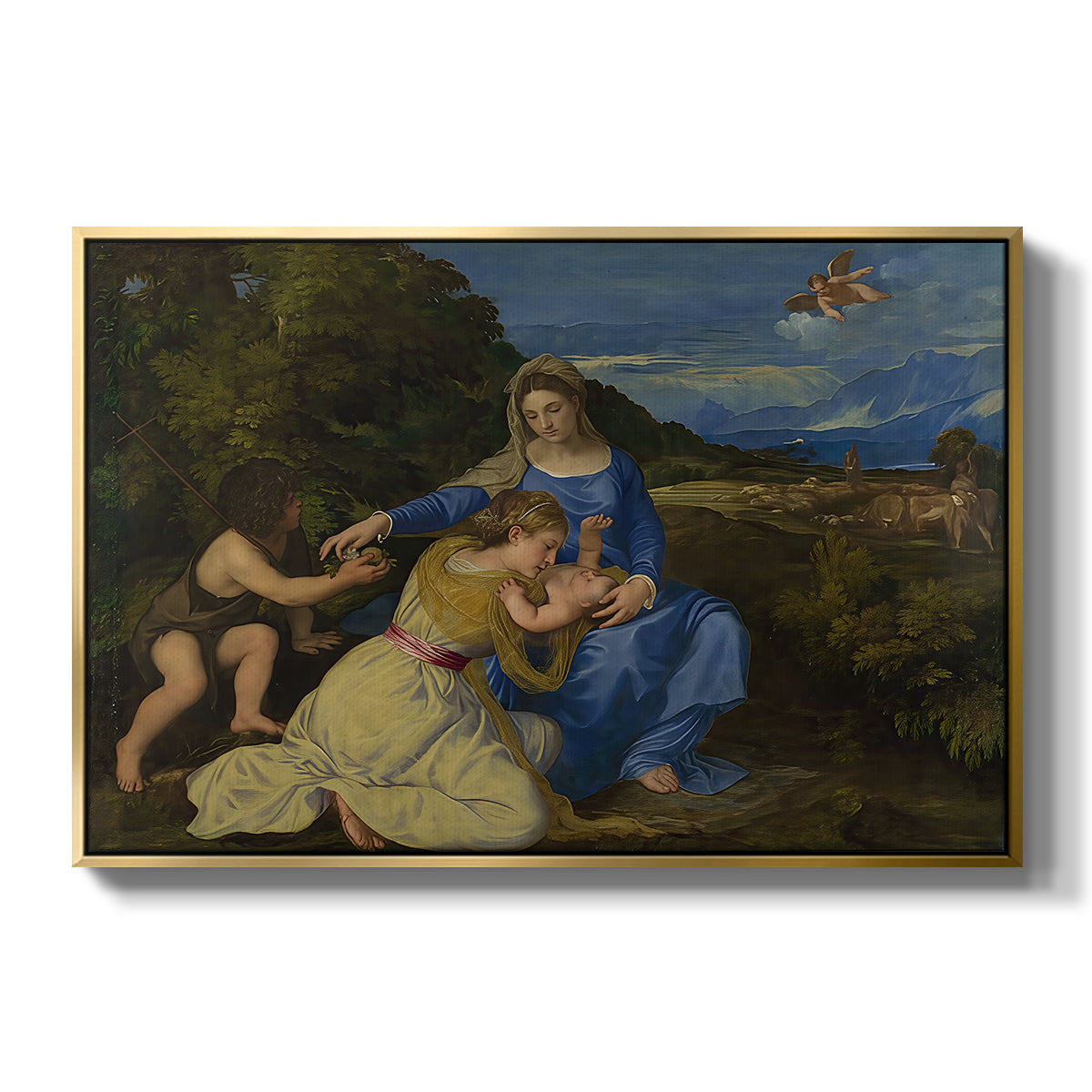 The Aldobrandini Madonna, 1532 - Floater Framed Canvas Print