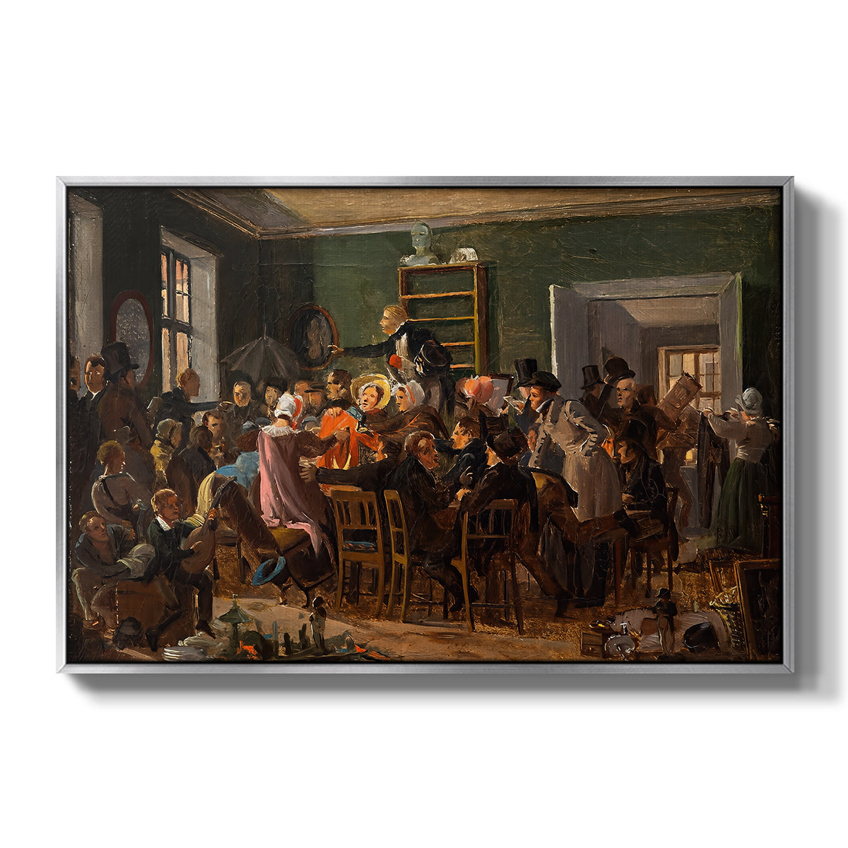 An Auction Scene, 1835 - Floater Framed Canvas Print