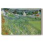 Canvas art print portraying a cultivated vineyard rows stretching across landscape with distant horizon, set against a white background