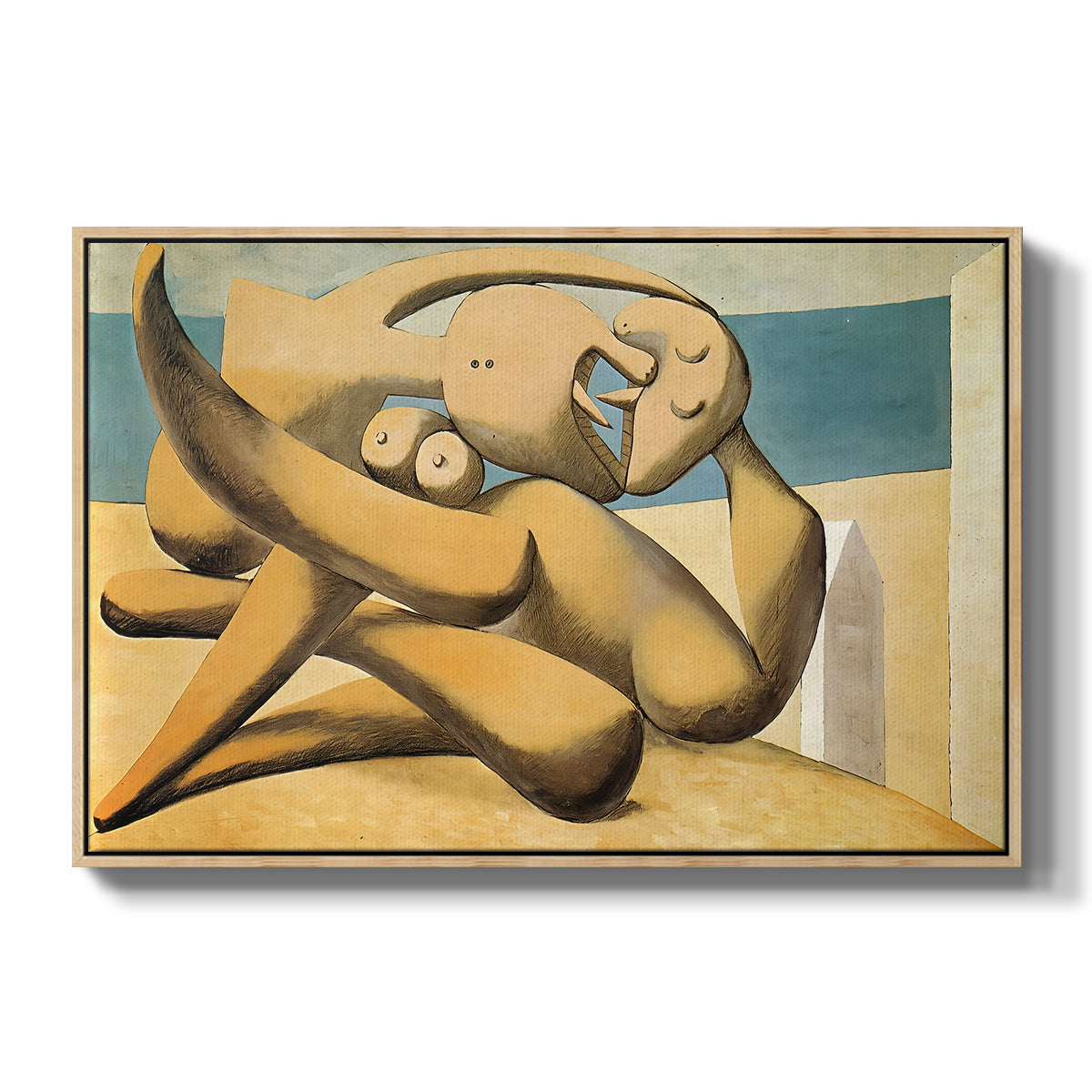 Figures at the Seaside (The Kiss), 1931 - Floater Framed Canvas Print
