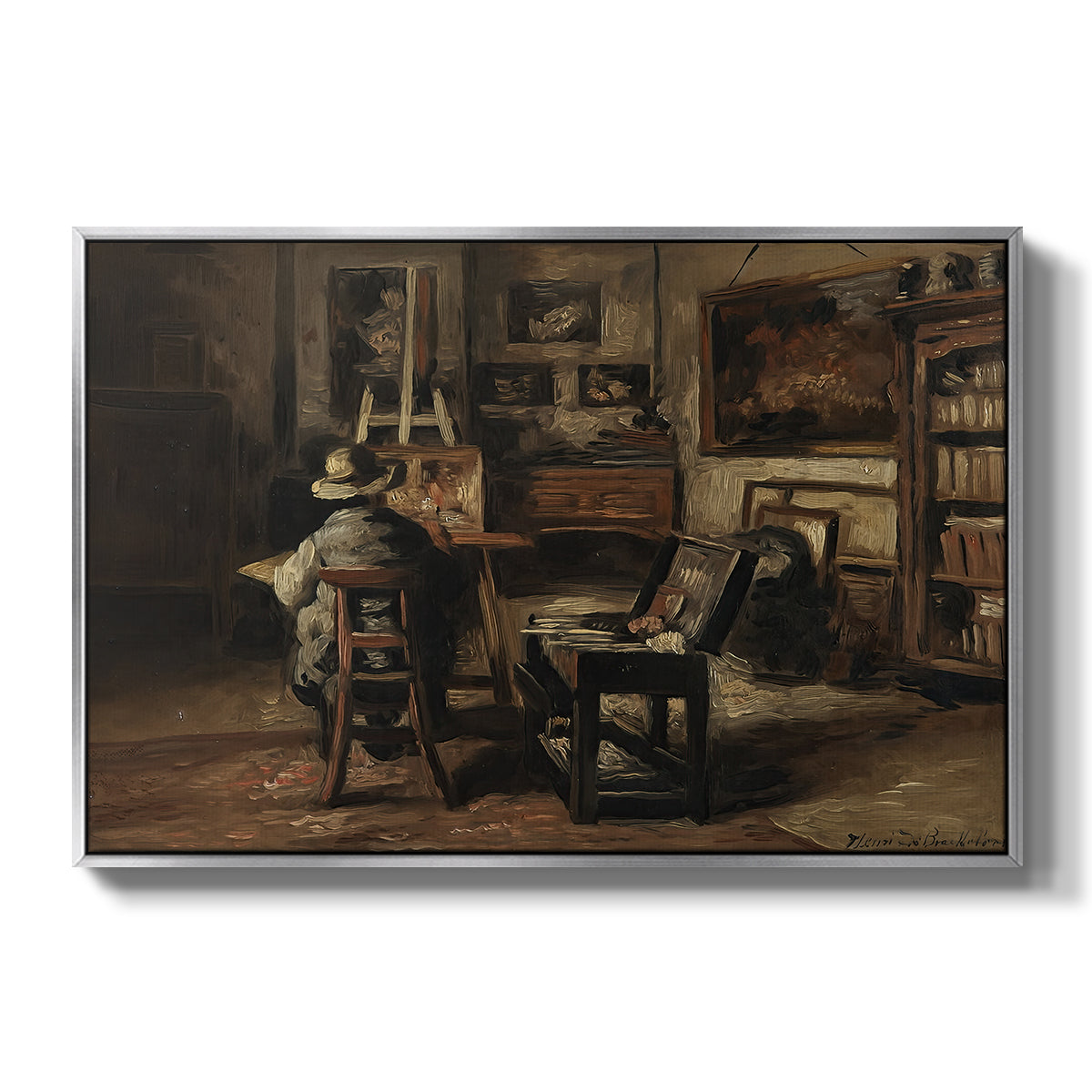 The Studio of Ferdinand De Braekeleer I, Father of the Painter, c. 1873-1885 - Floater Framed Canvas Print