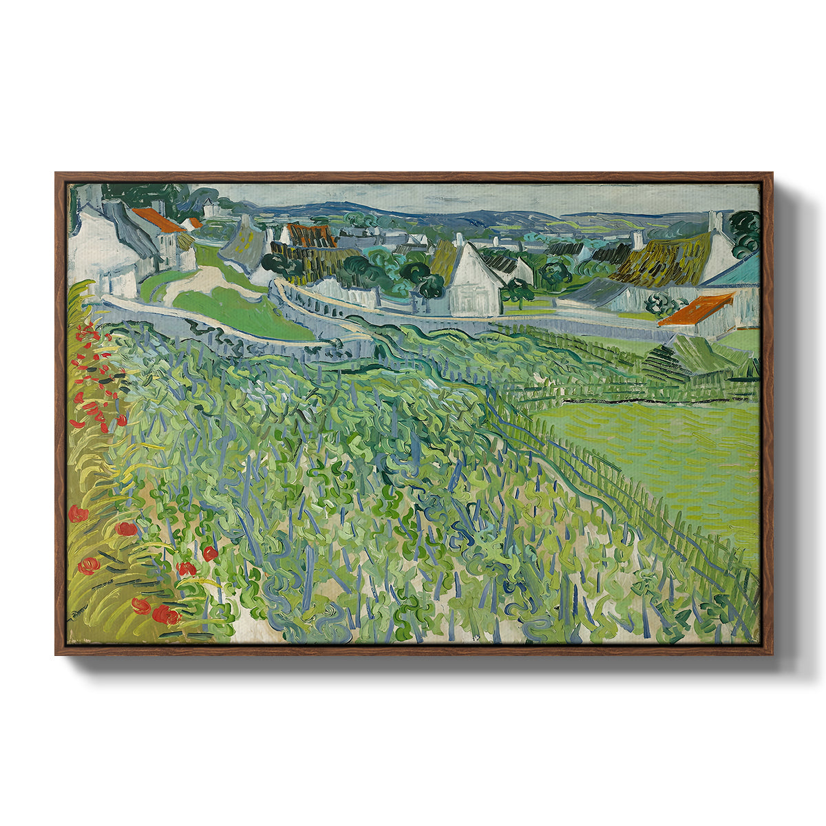 Vineyards at Auvers, 1890 - Floater Framed Canvas Print