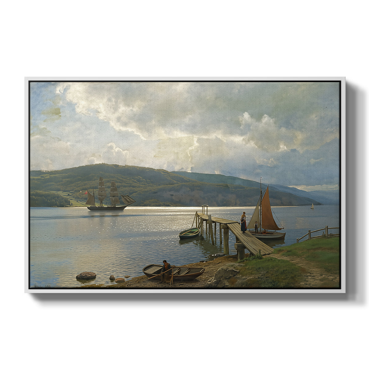 The Jetty at Feste near Moss, 1898 - Floater Framed Canvas Print