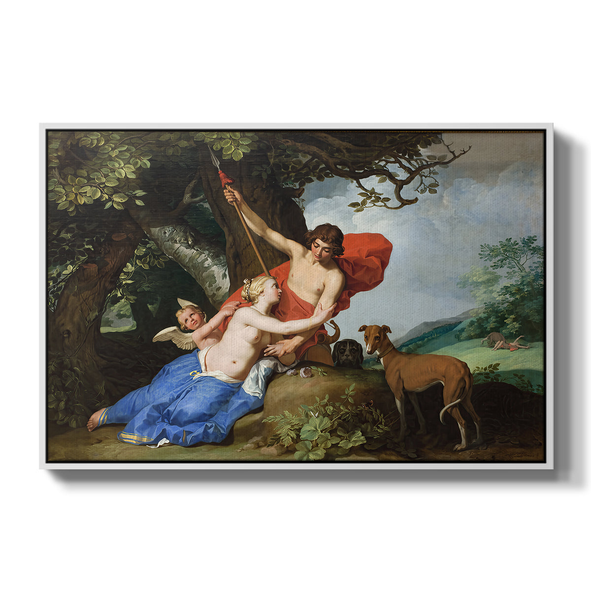 Venus and Adonis, 1632 - Floater Framed Canvas Print