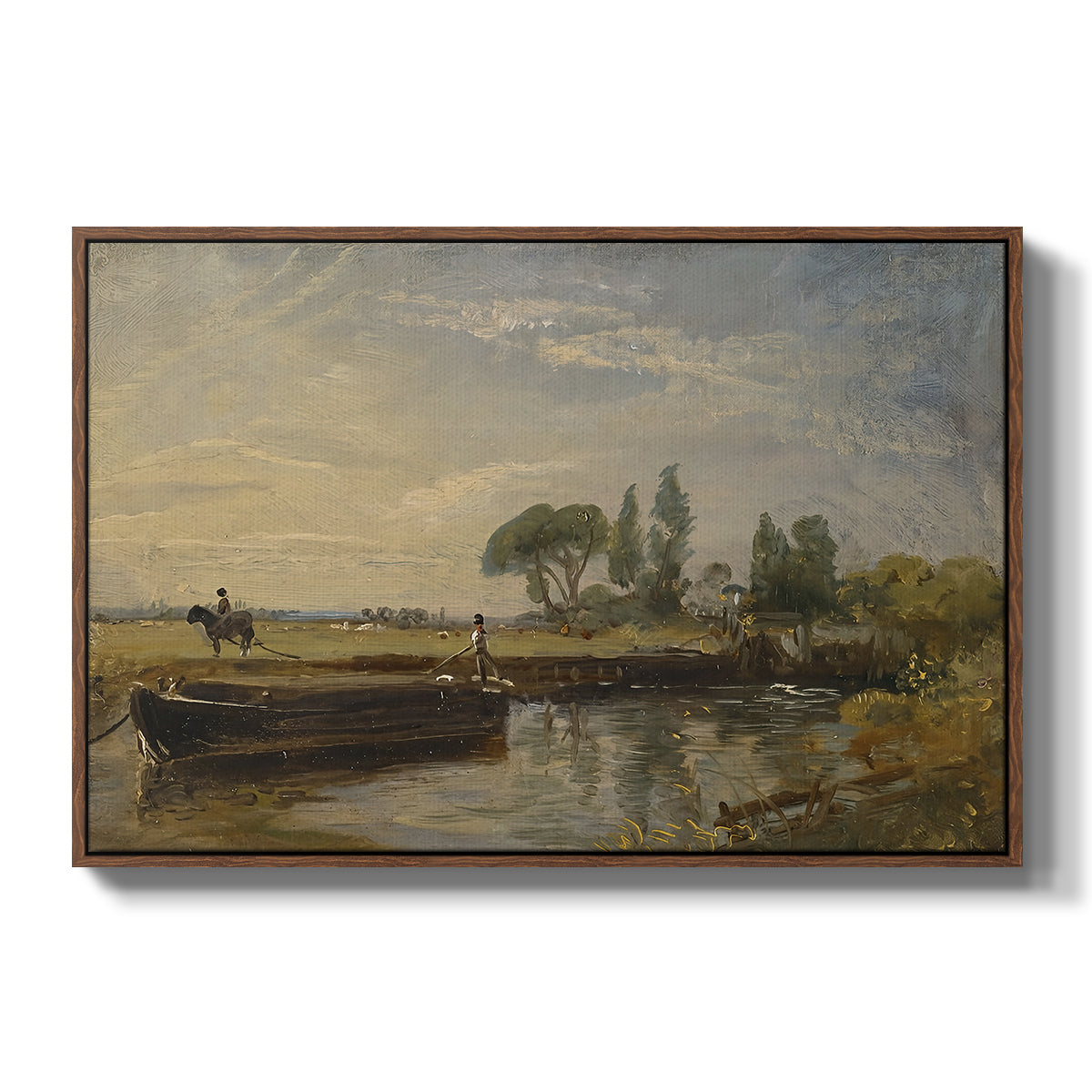 Barge below Flatford Lock, c. 1810 - Floater Framed Canvas Print