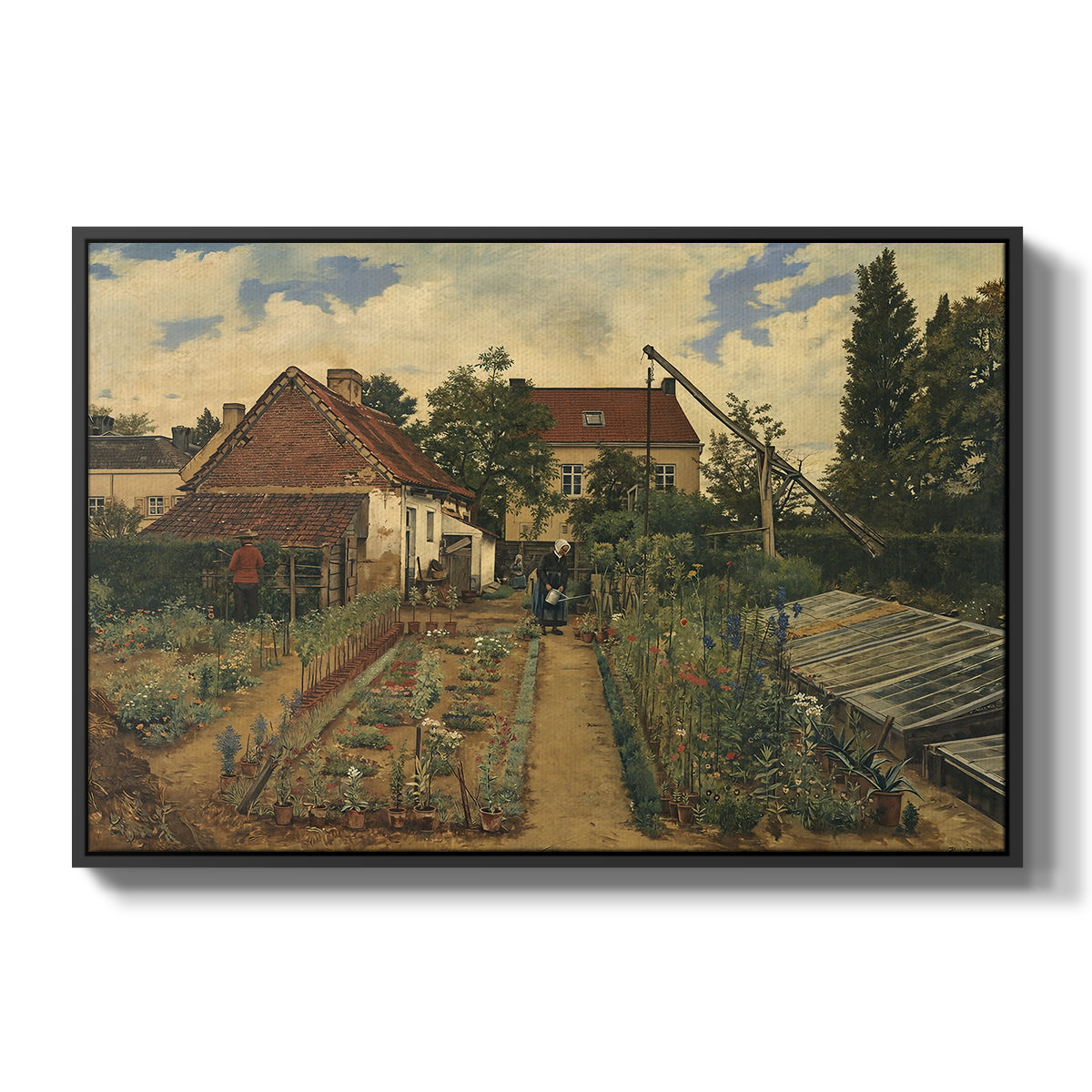 Garden of a Florist (The Flower Garden), 1864 - Floater Framed Canvas Print