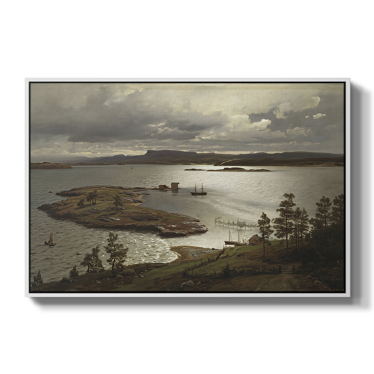 The Fjord at Sandviken (Sandviksfjorden), 1879 - Floater Framed Canvas Print