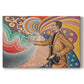 Canvas art print portraying a stylized portrait with swirling decorative background, set against a white background