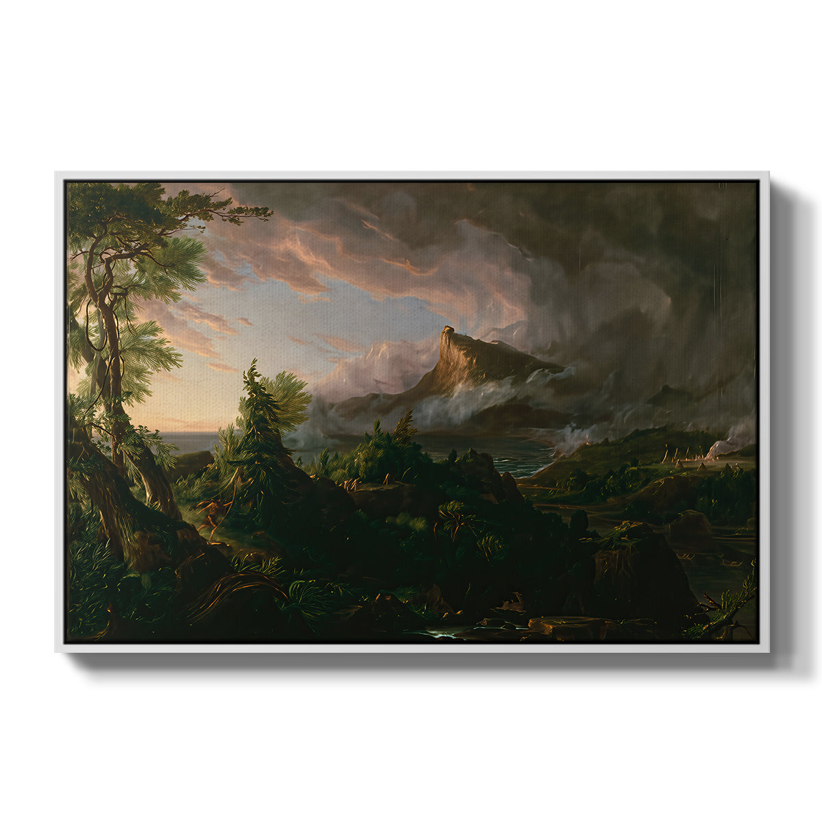 The Course of Empire: The Savage State, 1834 - Floater Framed Canvas Print
