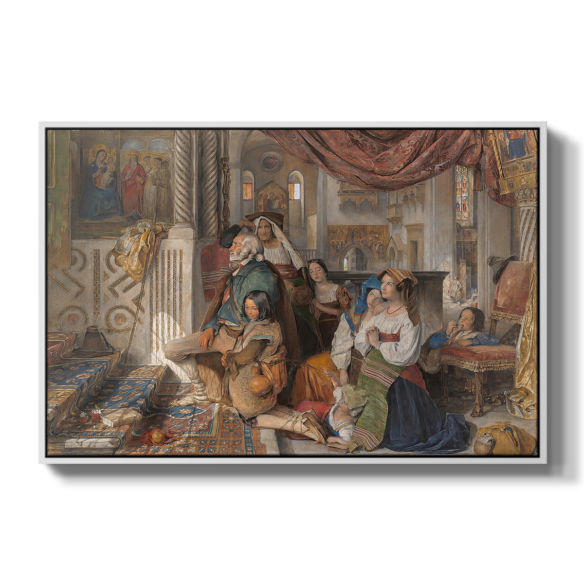 Roman Pilgrims, 1854 - Floater Framed Canvas Print