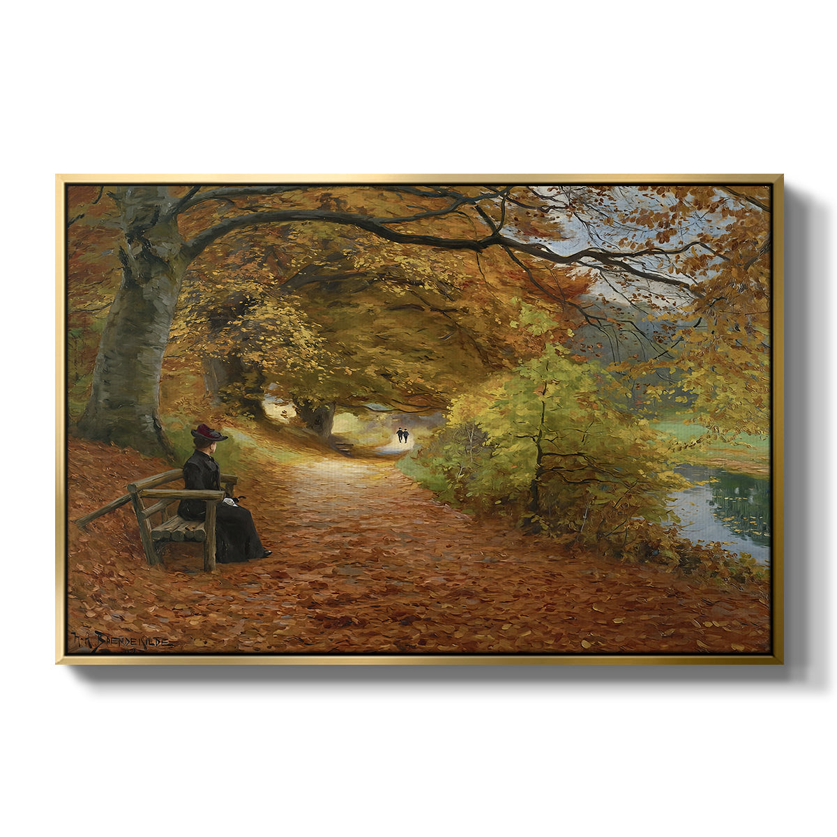 A Wooded Path in Autumn, 1902 - Floater Framed Canvas Print